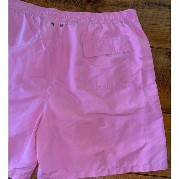 Mens Polo Ralph Lauren Pink Lined Swimming Trunks Shorts Logo Elastic Waist 2XLT - Picture 6 of 9